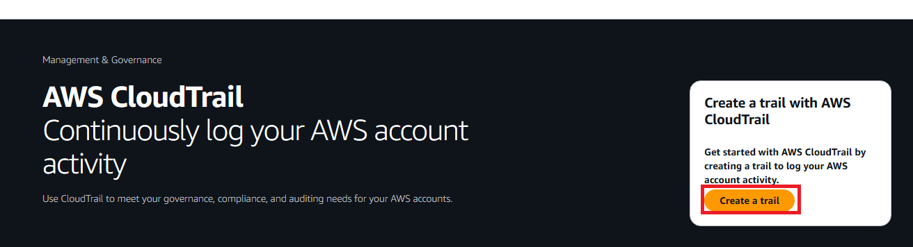 Open CloudTrail Console