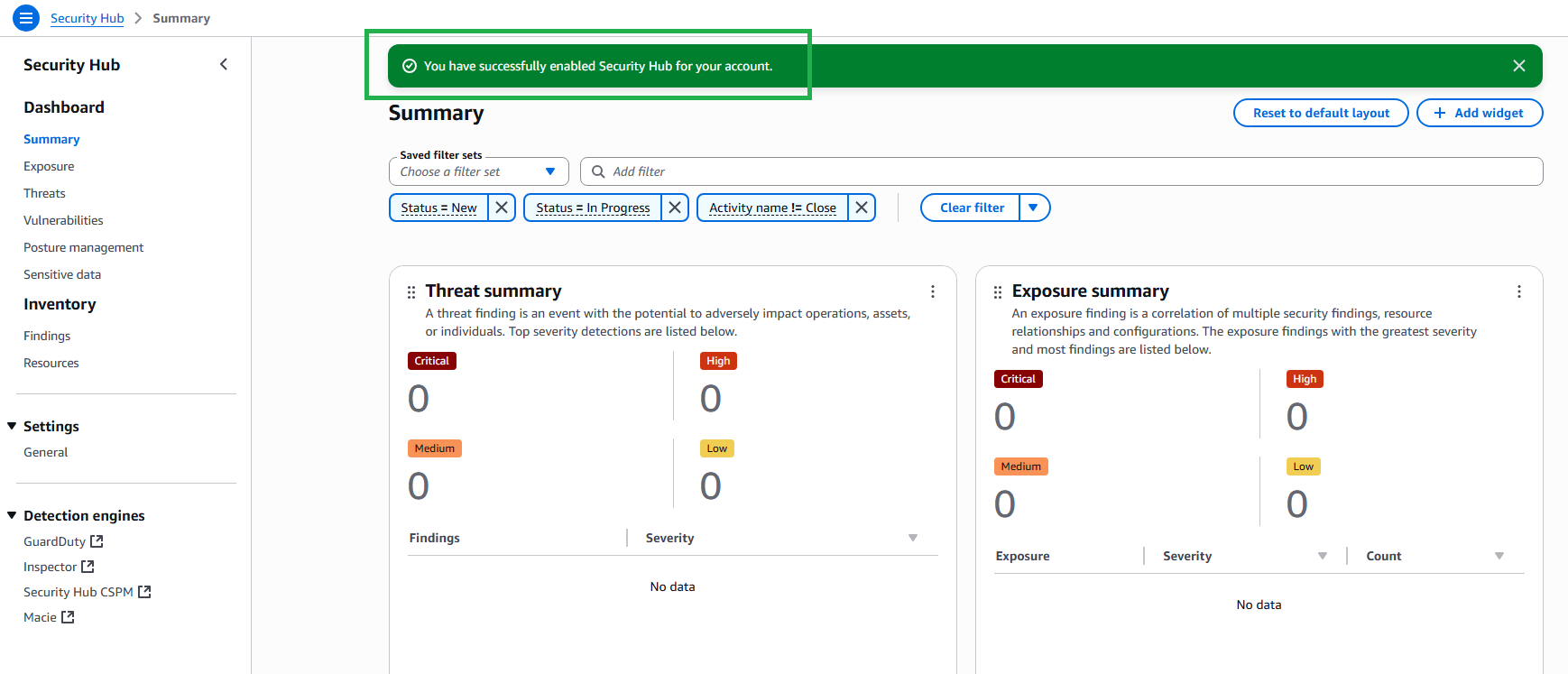 Security Hub Onboard Page